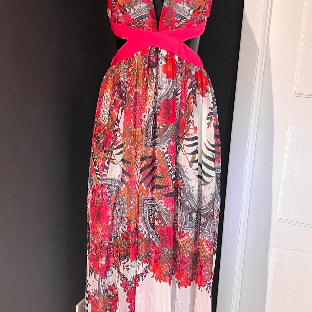 A•peach tie back maxi dress